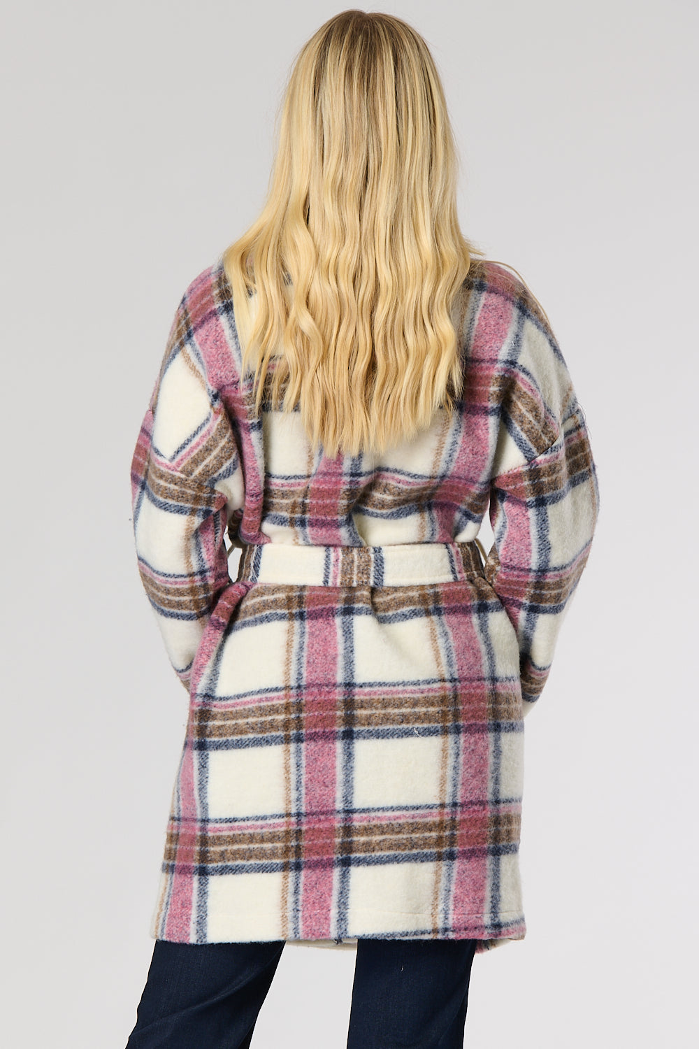 Saloos Check Wool Mix Coat with Belt