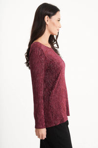 1P Top Long-Sleeve Shimmer Ribbed Top