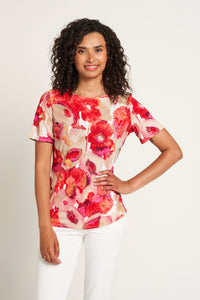 Saloos Flowery Print Short Sleeve Top