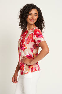 Saloos Flowery Print Short Sleeve Top