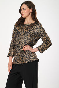 Saloos Gold Metallic Animal Print Top