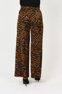 Saloos Animal Print Shirred Waist Trousers