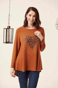 Saloos Leopard Heart Embellished Top