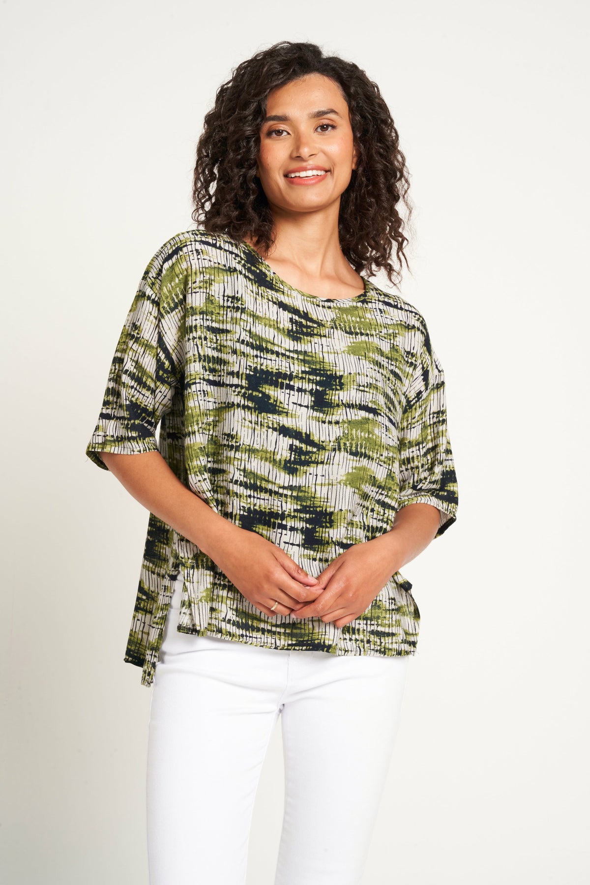 Saloos Multi Tone Print 3/4 Sleeve Top