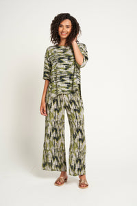 Saloos Multi Tone Draw String Printed Wide Legs Trousers