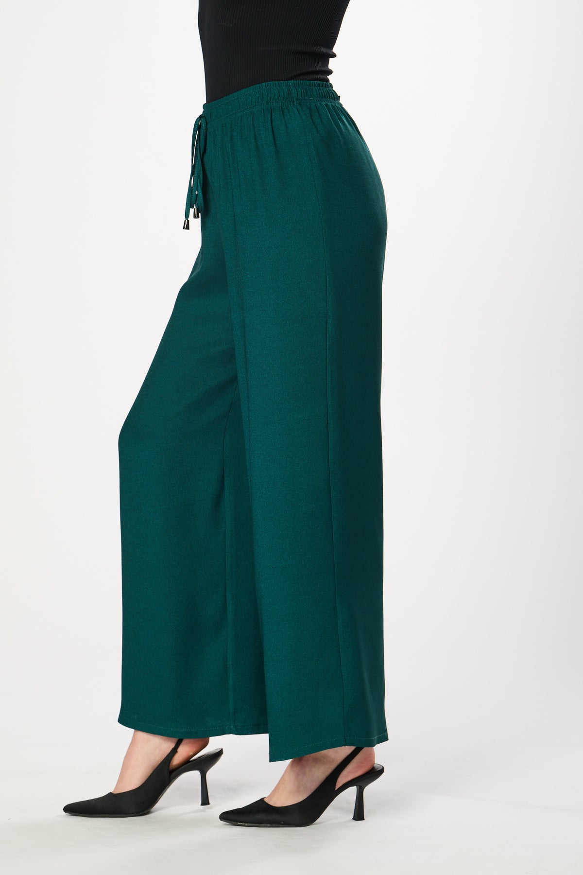 Saloos Flattering Wide Leg Plain Trousers