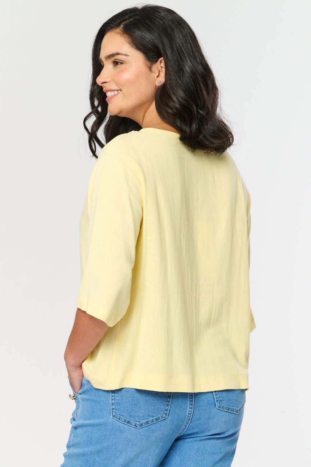 Saloos Button-Down Linen Mix Top