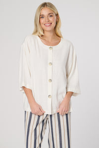 Saloos Button-Down Linen Mix Top