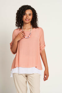 Saloos Contrasting Layers Top with Necklace