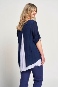 Saloos Contrasting Layers Top with Necklace