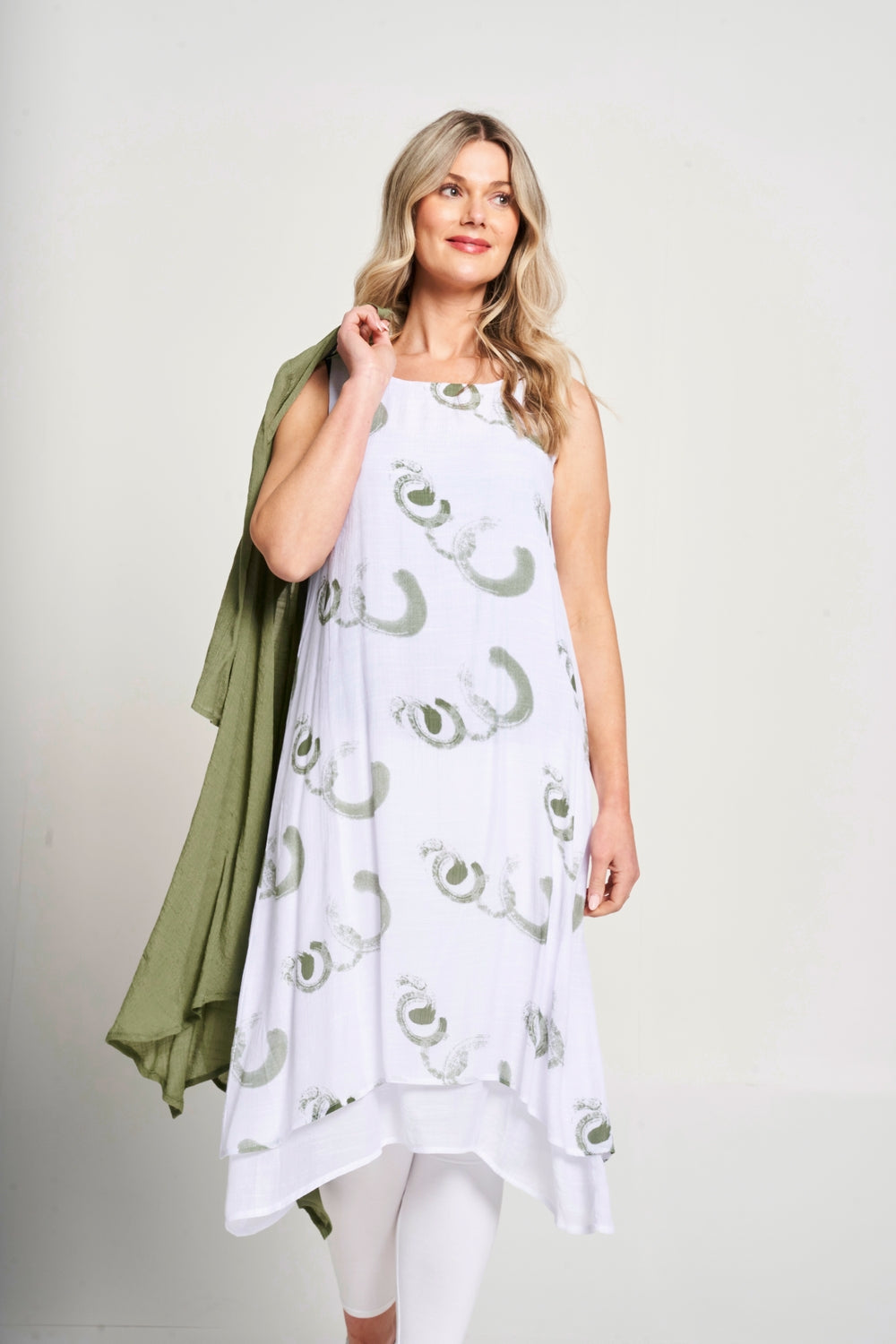 Saloos Sleeveless Print Dress Jacket Twinset