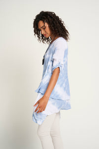 Saloos A-line Tie & Dye Layered Tunic with Necklace