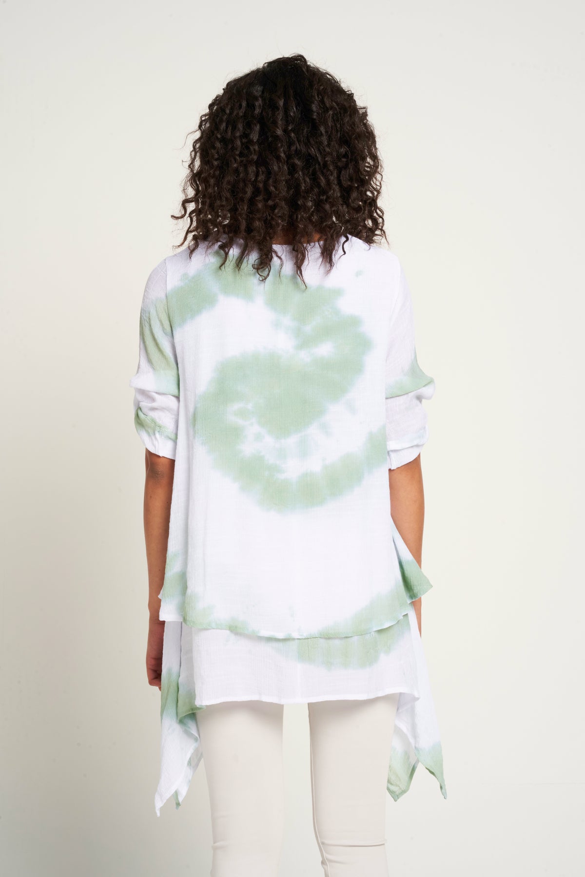 Saloos A-line Tie & Dye Layered Tunic with Necklace