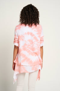 Saloos A-line Tie & Dye Layered Tunic with Necklace