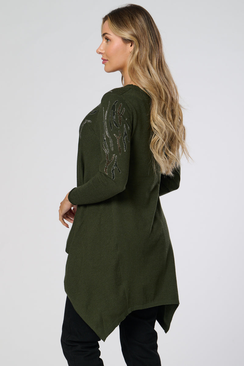 Saloos Soft Knit Dip Back Embellished Swing Tunic