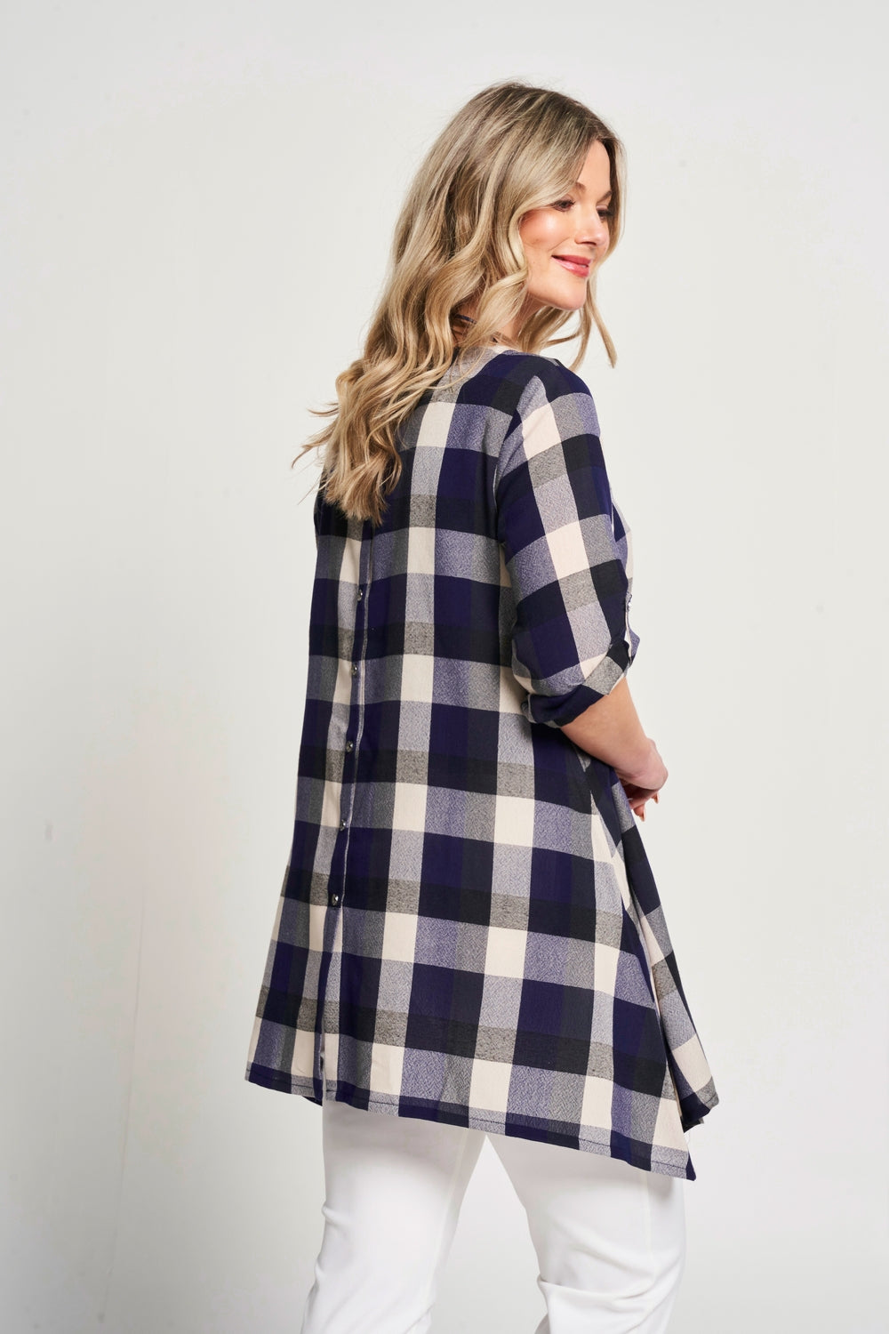 Saloos Check Tunic with Necklace