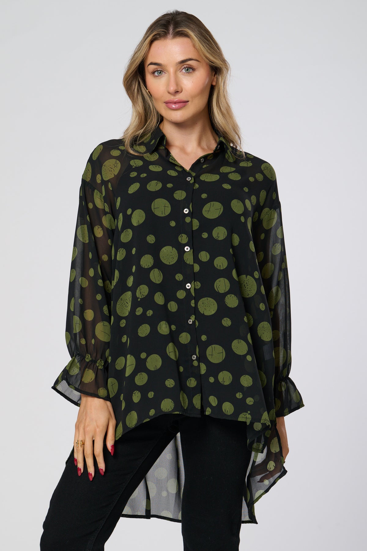 Saloos Dip Back Chiffon Style Sheer Shirt