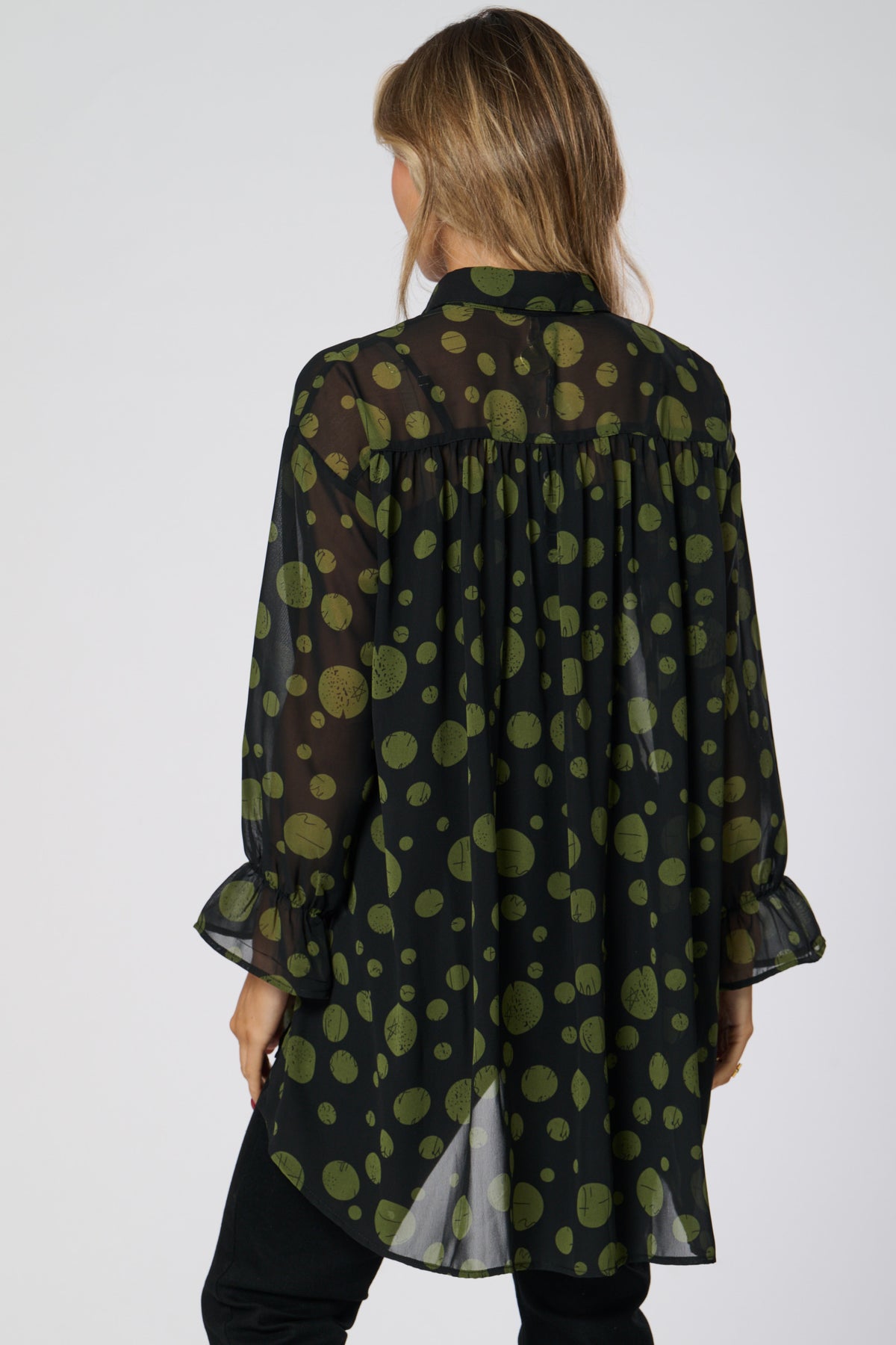 Saloos Dip Back Chiffon Style Sheer Shirt