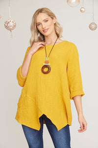 Saloos Irregular Seam Detailing Top with Necklace