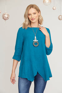 Saloos Irregular Seam Detailing Top with Necklace