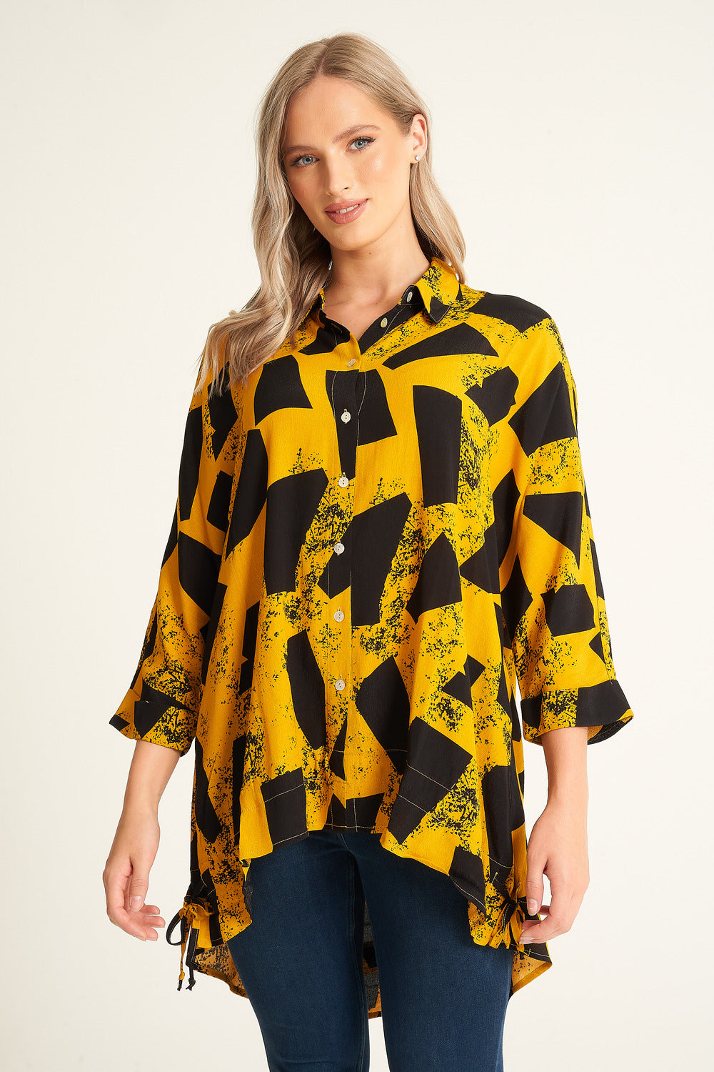 Saloos Geometrical Print Button Through Blouse Shirt