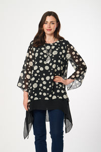 Saloos Chiffon Double Layer Split Back Tunic with Necklace