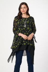 Saloos Chiffon Double Layer Split Back Tunic with Necklace