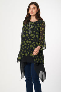 Saloos Chiffon Double Layer Split Back Tunic with Necklace