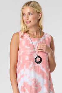 Saloos Swing Tie Dye Dress with Necklace