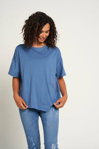 Saloos Asymmetrical Hem Cotton Top with Zip Pockets