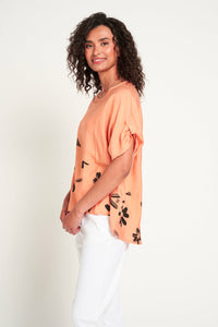 Saloos Boxy Top with Ruched Sleeves