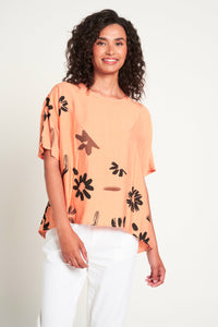 Saloos Boxy Top with Ruched Sleeves