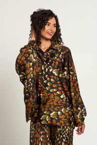 Saloos Printed Oversized Shirt with Self-covered Buttons