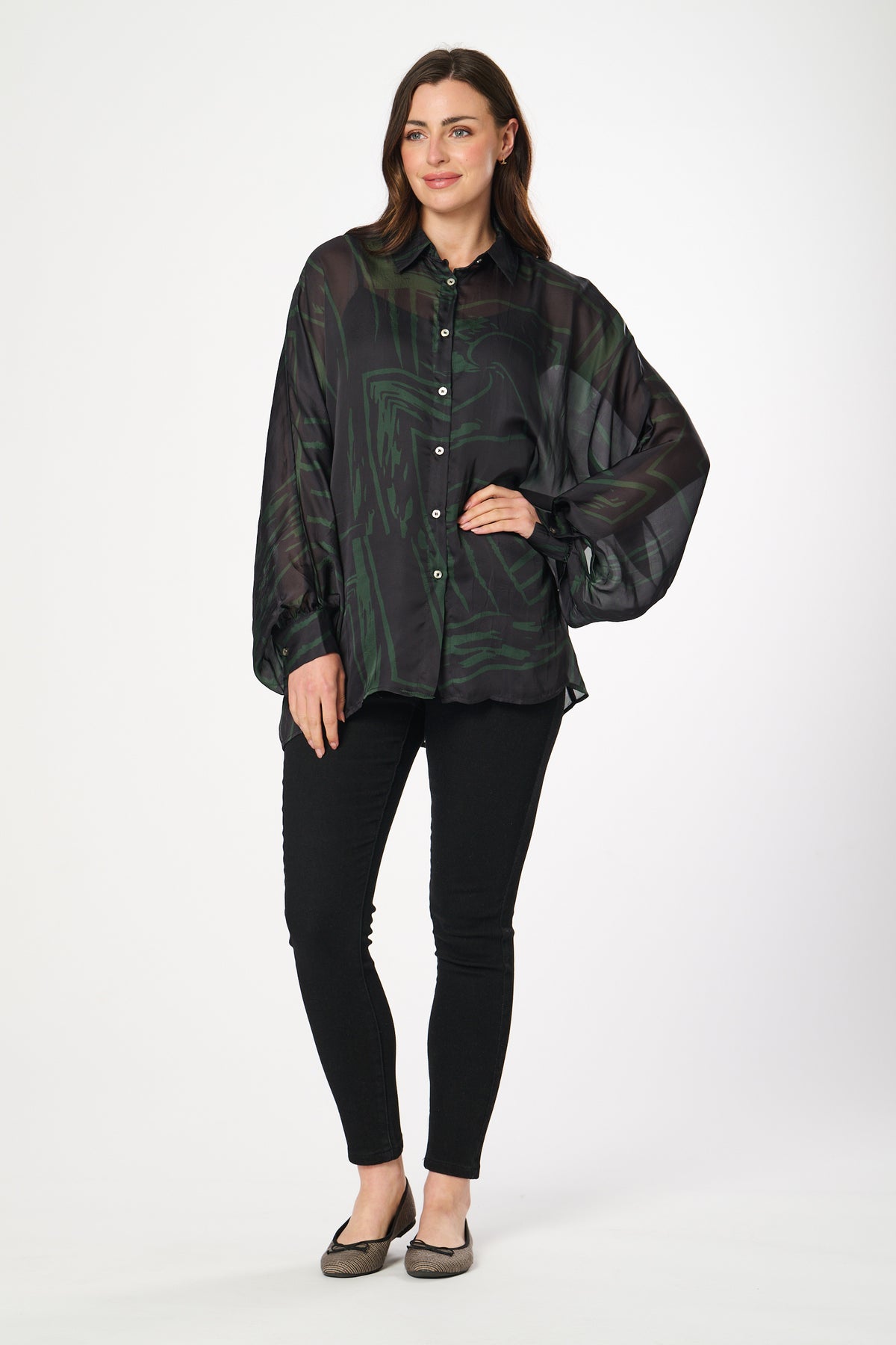 Saloos 2-in-1 Batwing Shape Buttoned Blouse