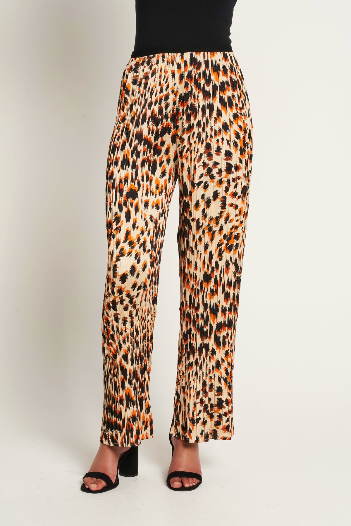 Saloos Crystal Pleat Printed Wide Leg Trousers