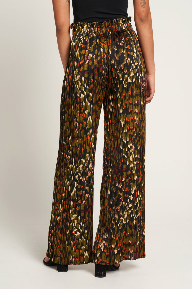 Saloos Crystal Pleat Printed Wide Leg Trousers