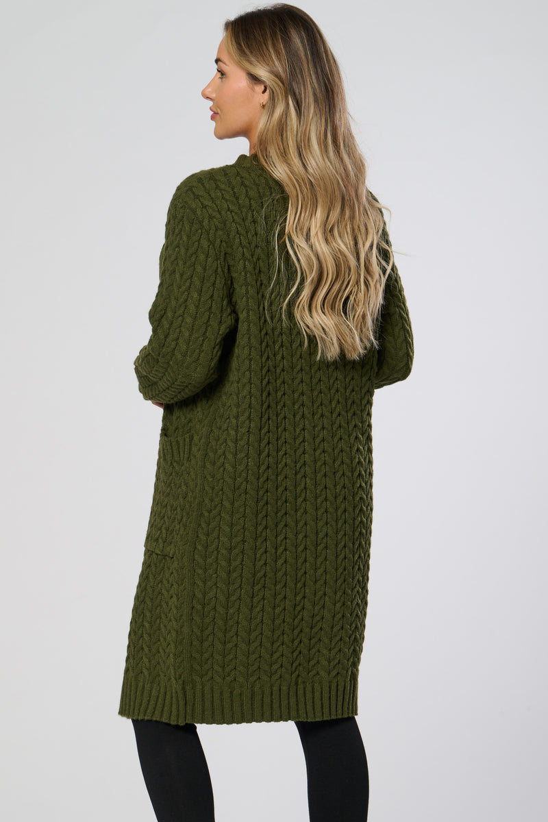 Saloos Long Cable Knit Cardigan with Pockets