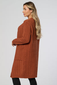 Saloos Long Cable Knit Cardigan with Pockets