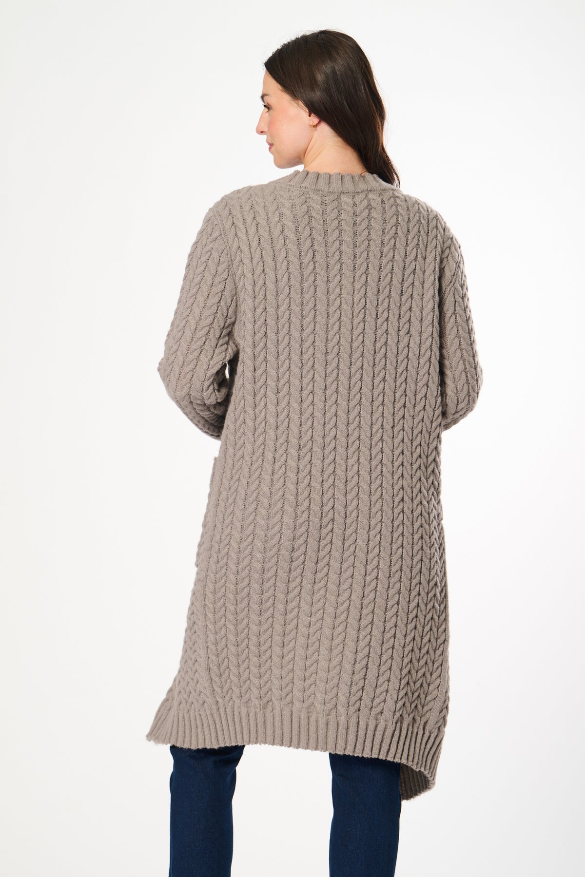 Saloos Long Cable Knit Cardigan with Pockets