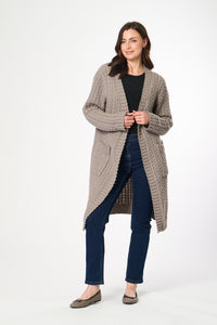 Saloos Long Cable Knit Cardigan with Pockets