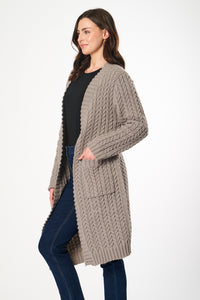 Saloos Long Cable Knit Cardigan with Pockets