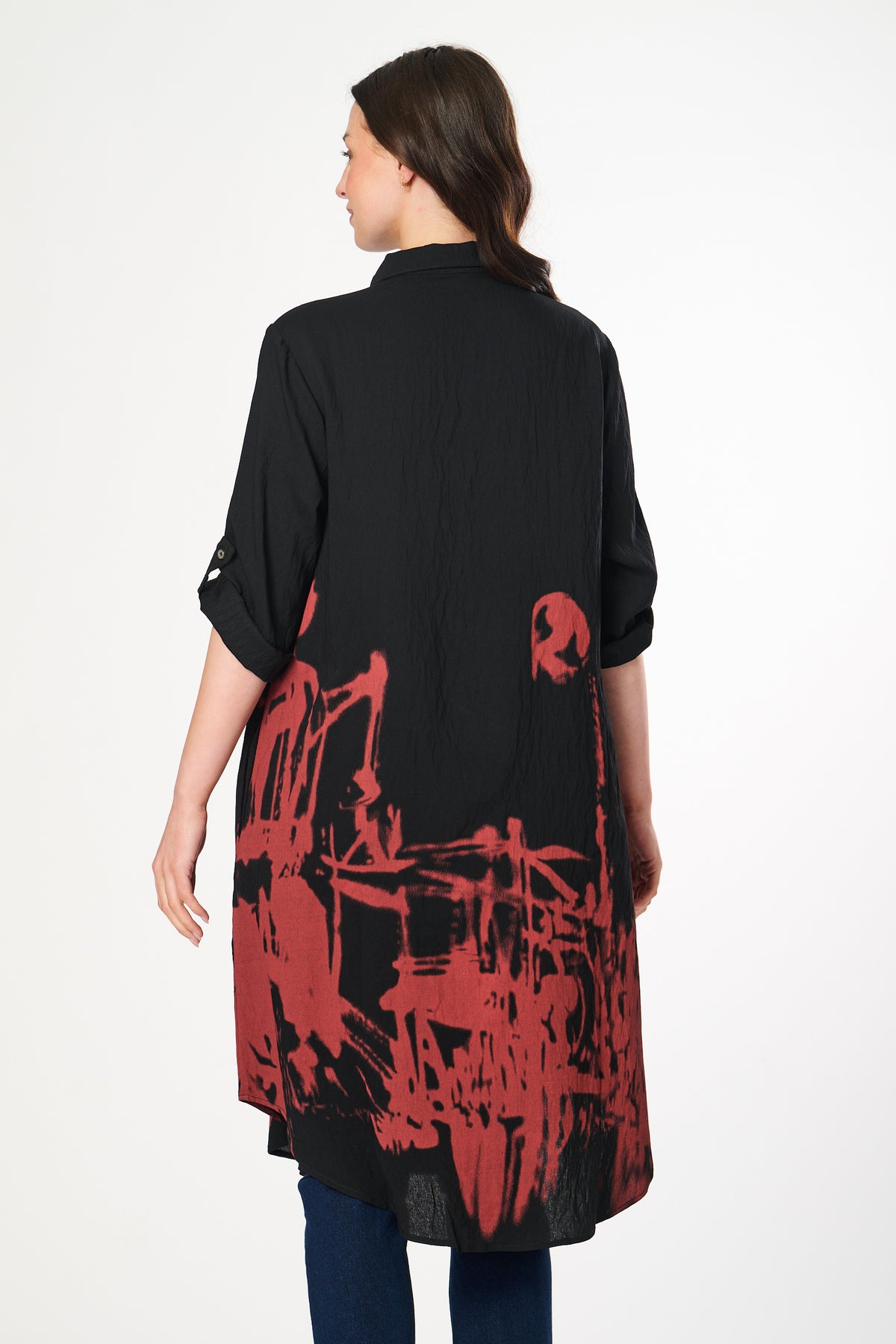 Saloos Border Print Swing Shirt-Dress