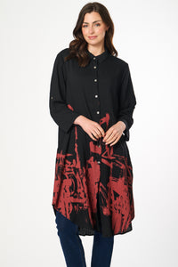 Saloos Border Print Swing Shirt-Dress