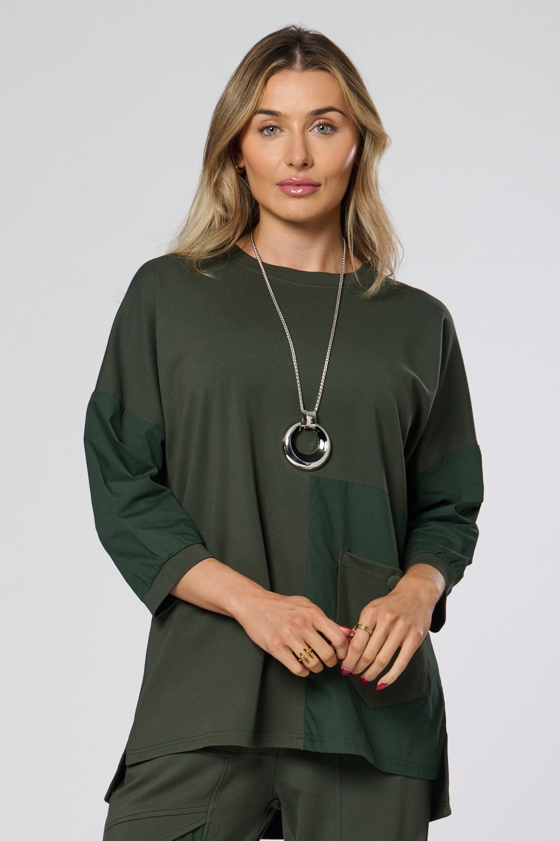 Saloos Double Fabric Top with Front Patch Pocket