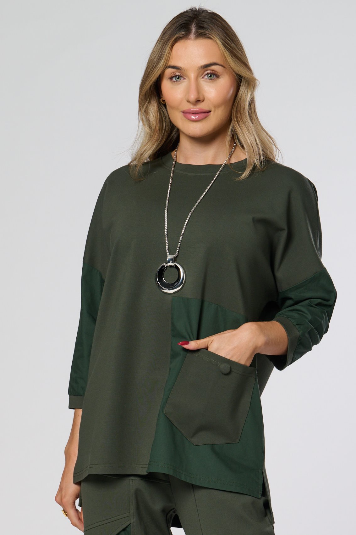 Saloos Double Fabric Top with Front Patch Pocket