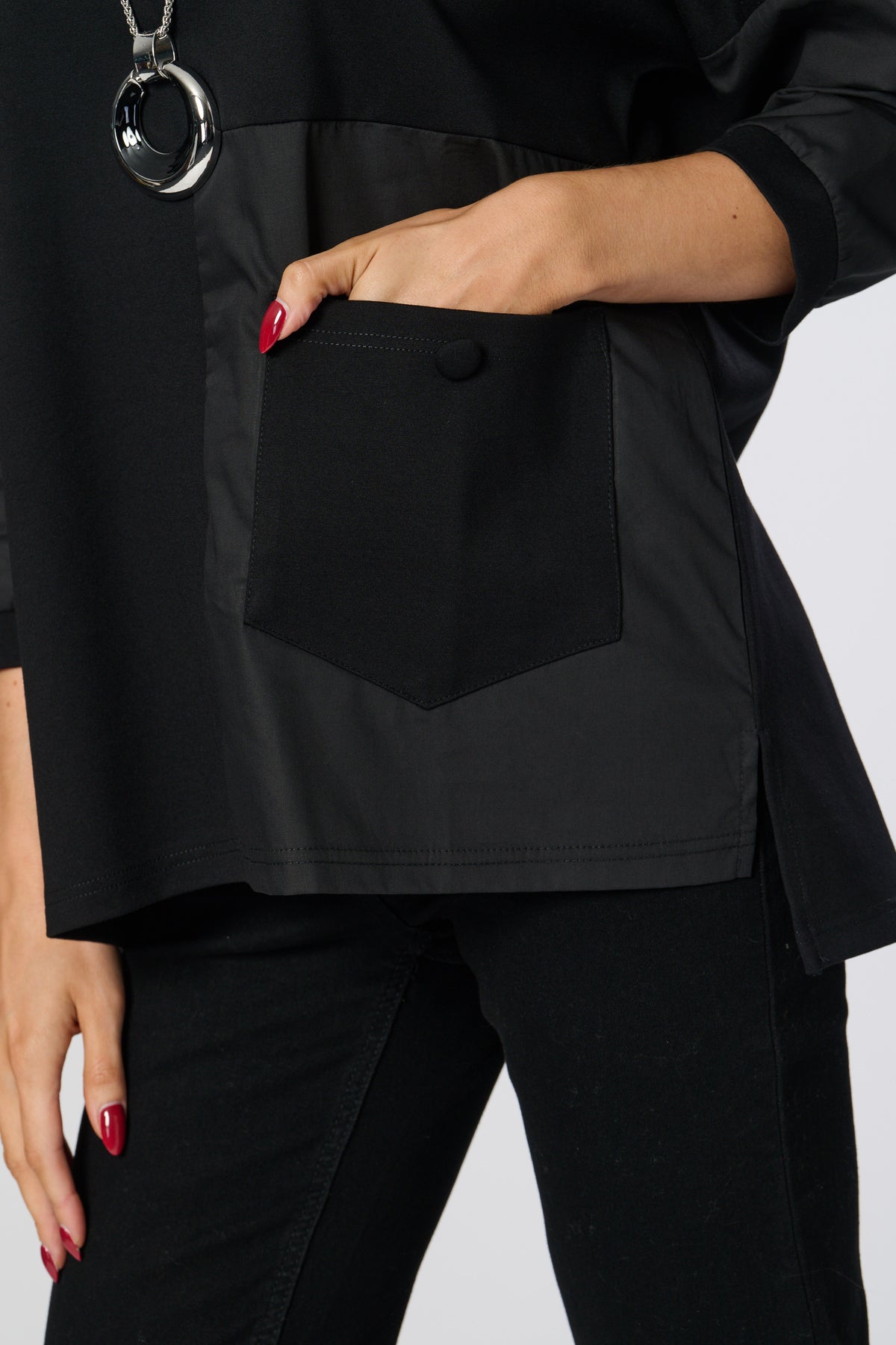 Saloos Double Fabric Top with Front Patch Pocket