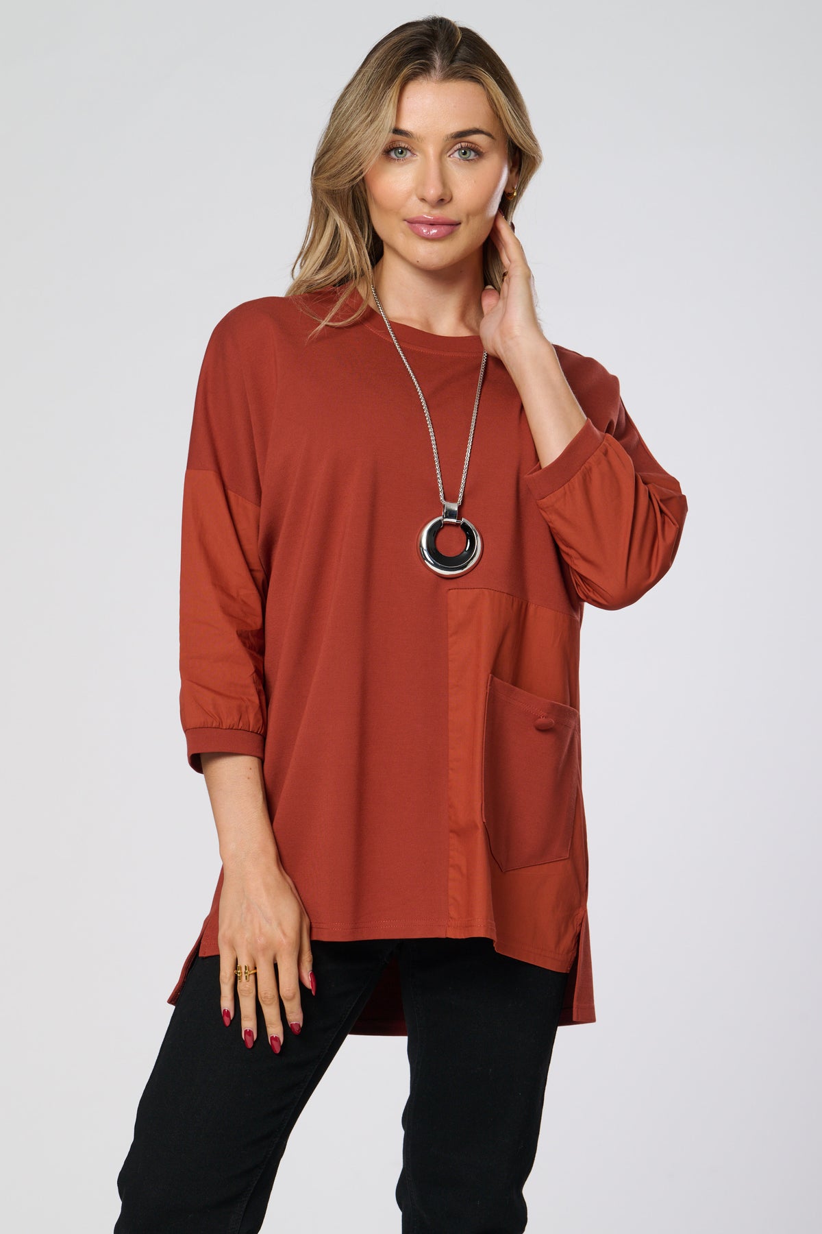 Saloos Double Fabric Top with Front Patch Pocket