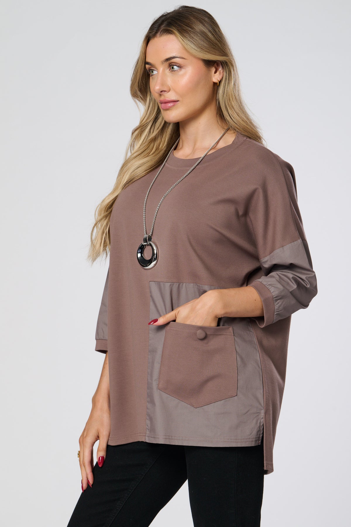 Saloos Double Fabric Top with Front Patch Pocket