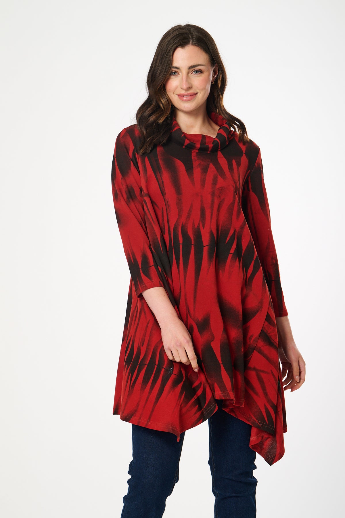 Saloos Cowl Neck Tunic with Side Dip Hem