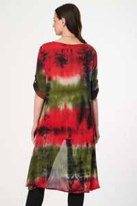 Saloos Dipped Back Tie Dye Dress with Necklace